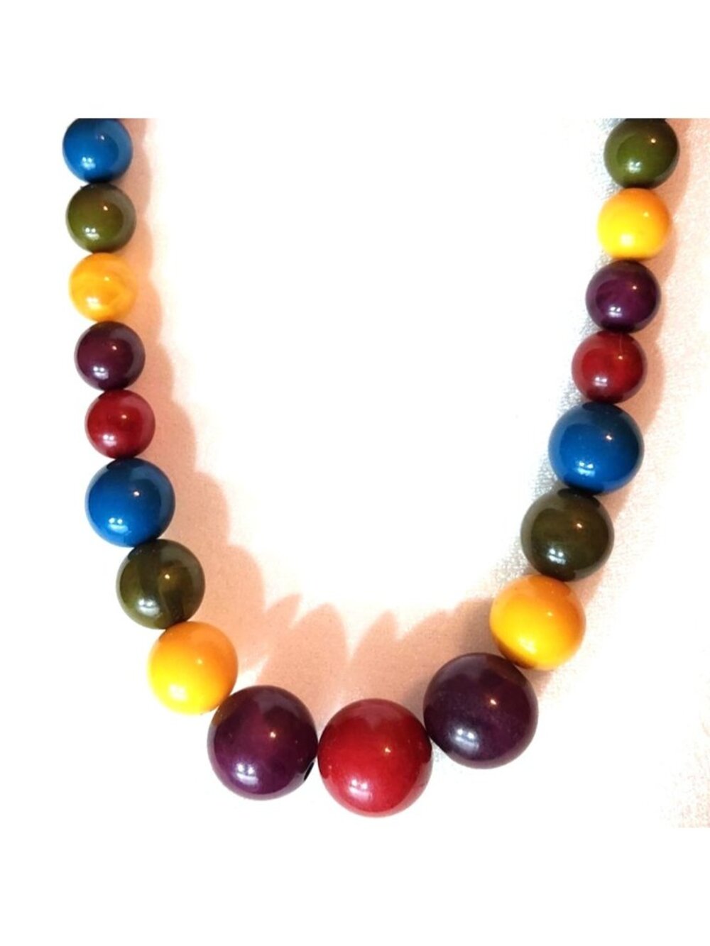 Necklace Round Plastic Beads vibrant rainbow statement whimsical bold jewelry